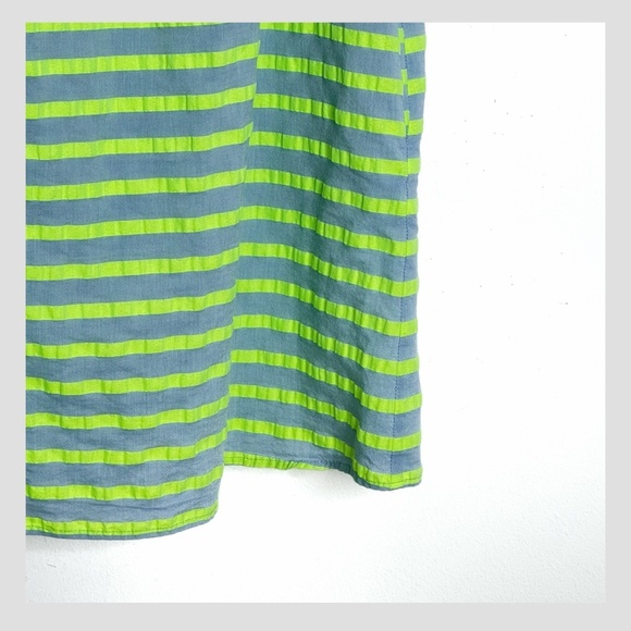 Anthropologie Dress Corey Lynn Calter Dress Off Shoulder Mini Neon Green Stripe - Picture 7 of 15